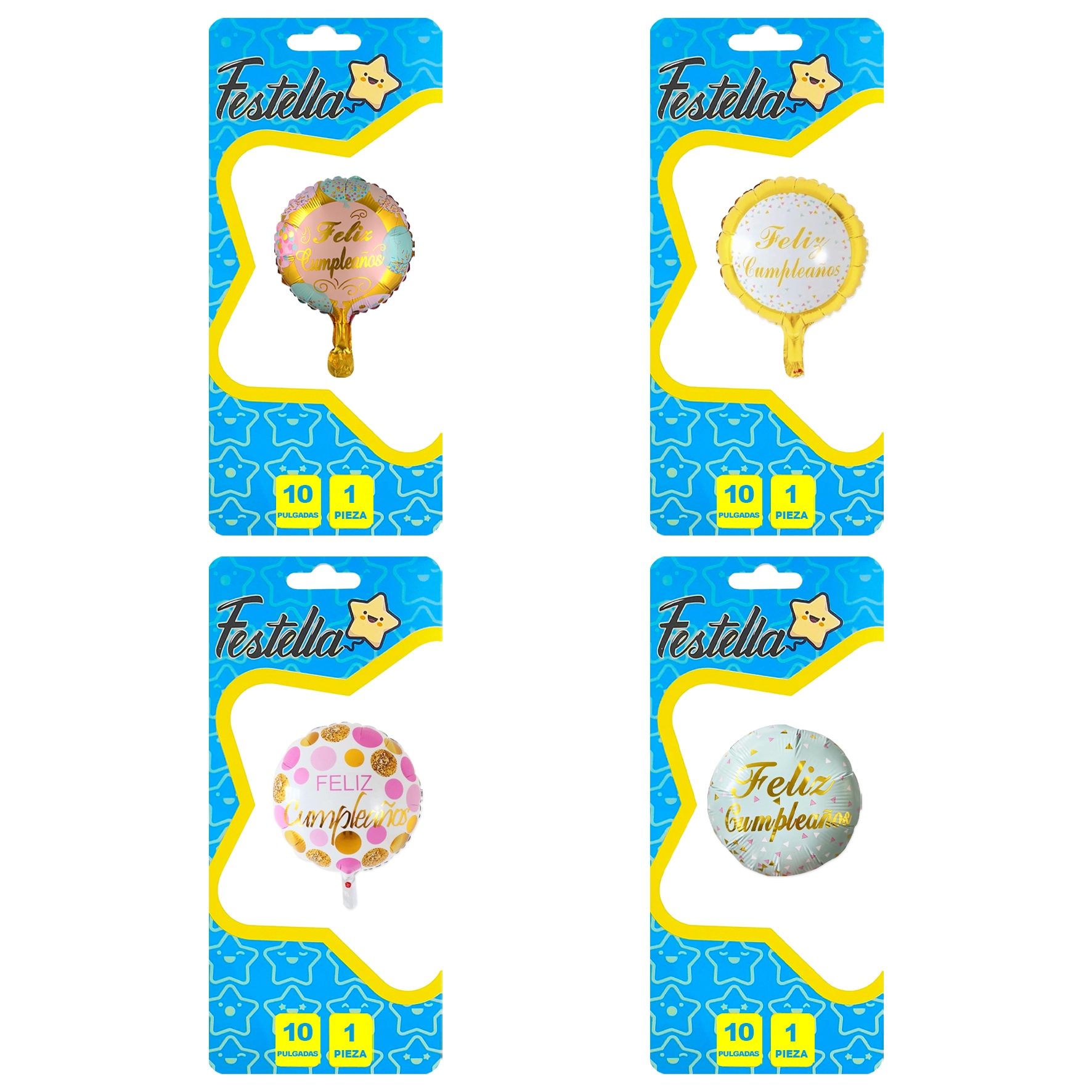 GLOBO FELIZ CUMPLEAÑOS 10" (PQTX24)