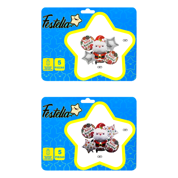 KIT GLOBO PAPA NOEL FELIZ NAVIDAD X5