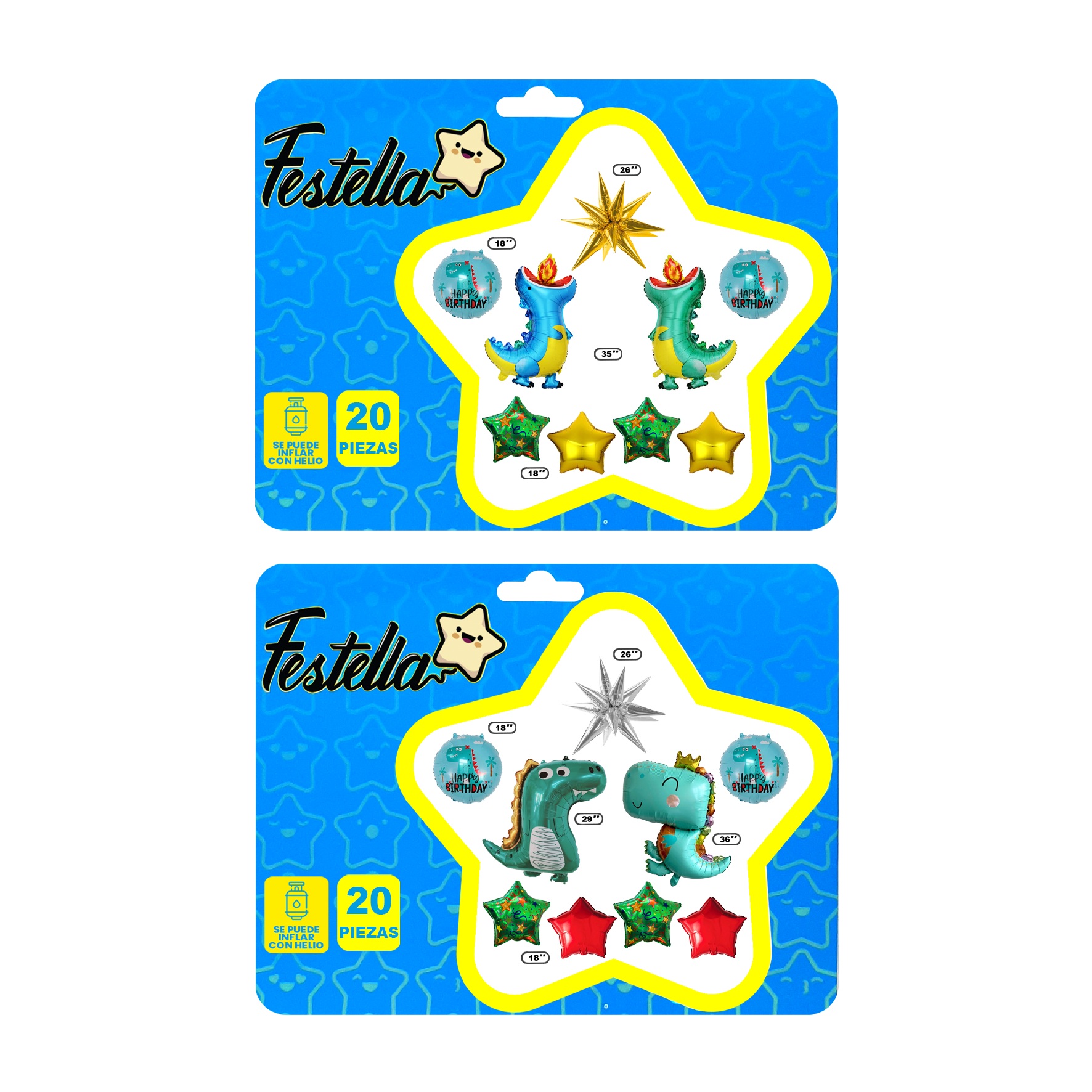 KIT DE GLOBOS DINOSAURIOS X20(PQTX12)