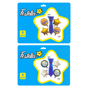 KIT GLOBO CORBATA PAPA X5 (PQTX12)