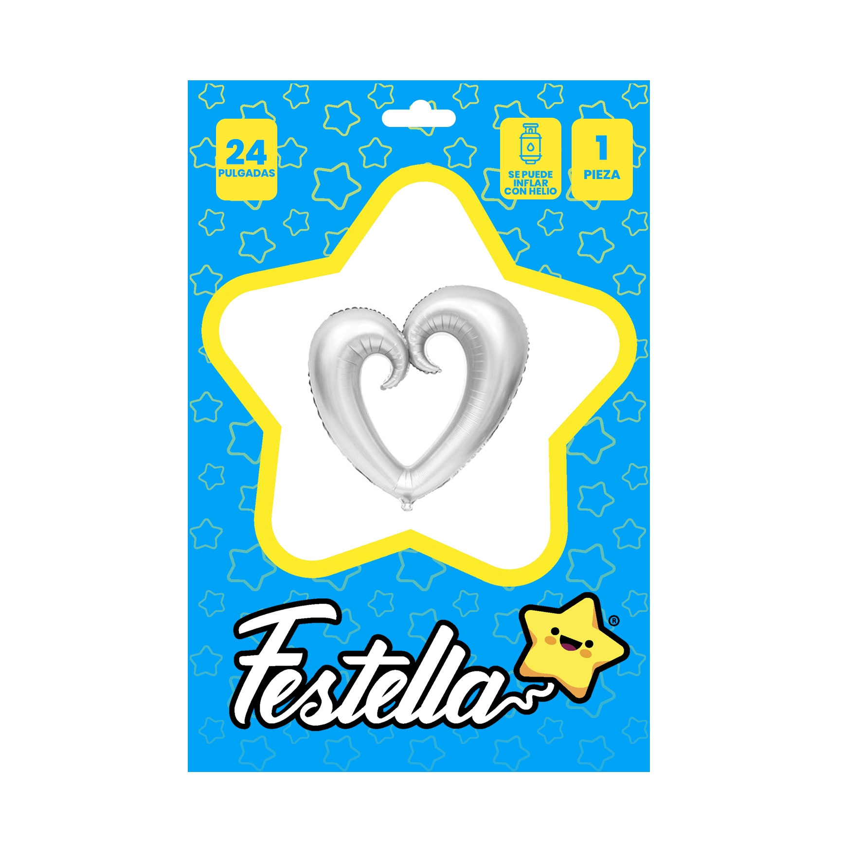 GLOBO CORAZON CURSIVO PLATEADO 24" (PQTX25)