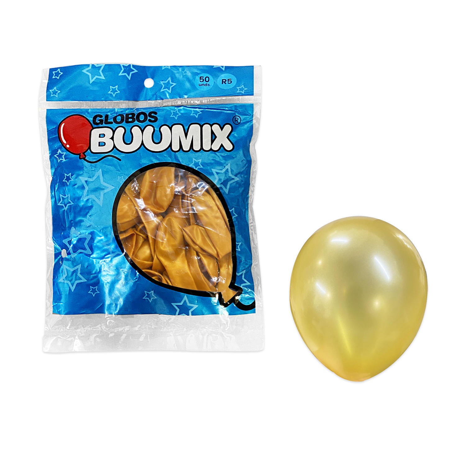 GLOBO DE LATEX LISO DORADO R5 X50