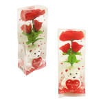 RAMO ROSAS ARTIFICIALES CON OSO EN ACETATO,