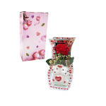 ROSA ARTIFICIAL CON OSOS EN VIDRIO DECORATIVO