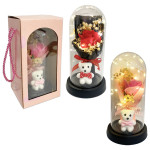 RAMO ROSAS ENCAPSULADAS CON OSO Y LUZ: