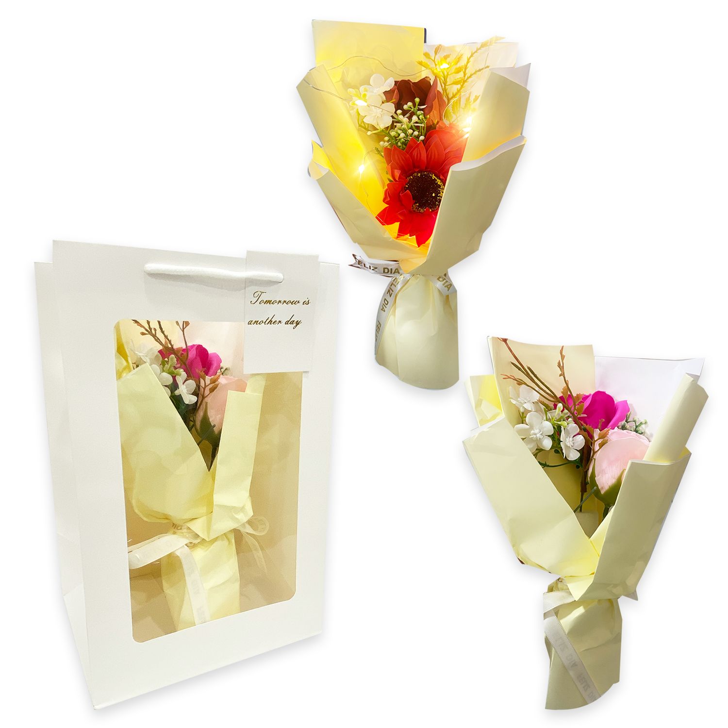 RAMO FLORES CON LUZ EN BOLSA DESARMADA (CJX5)