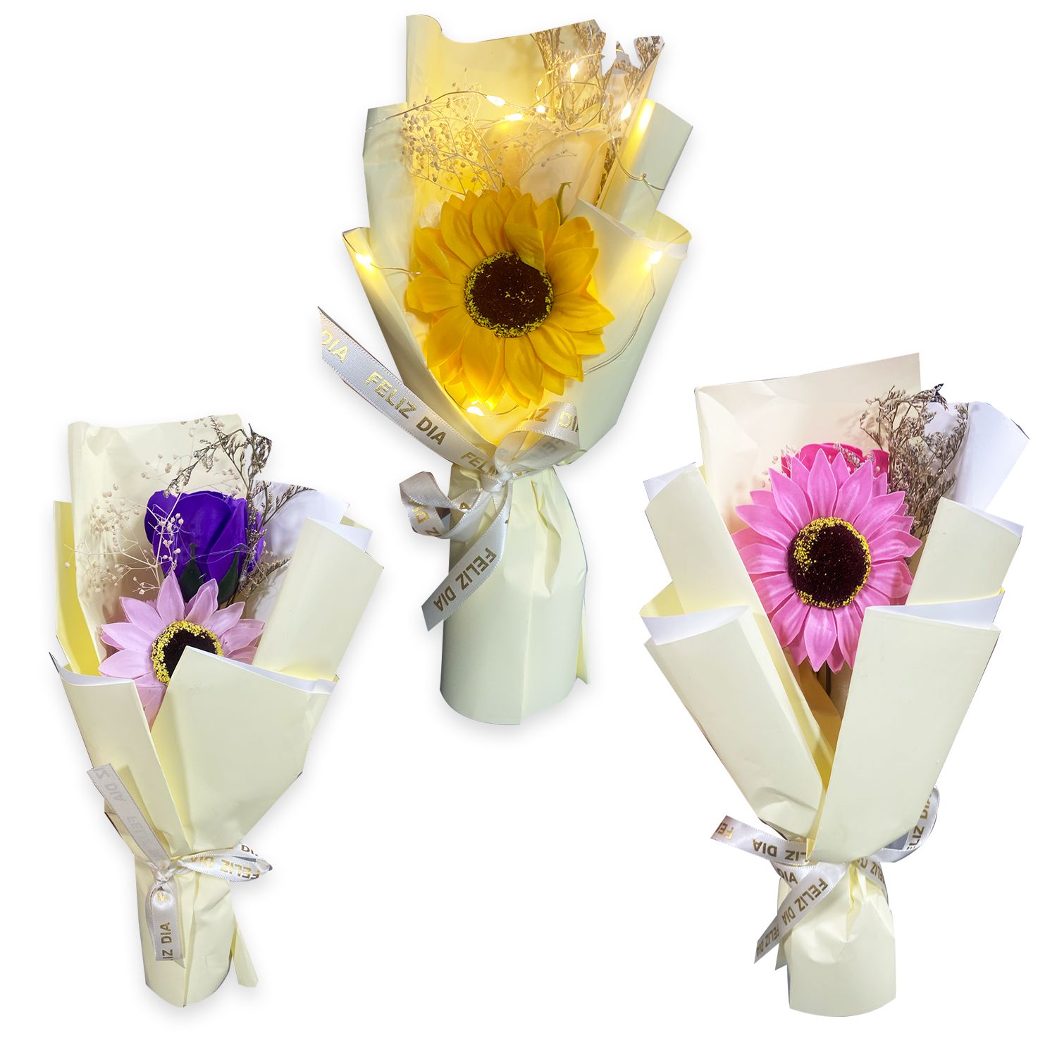 RAMO FLORES EN BOLSA DESARMADA CON LUZ (CJX5)