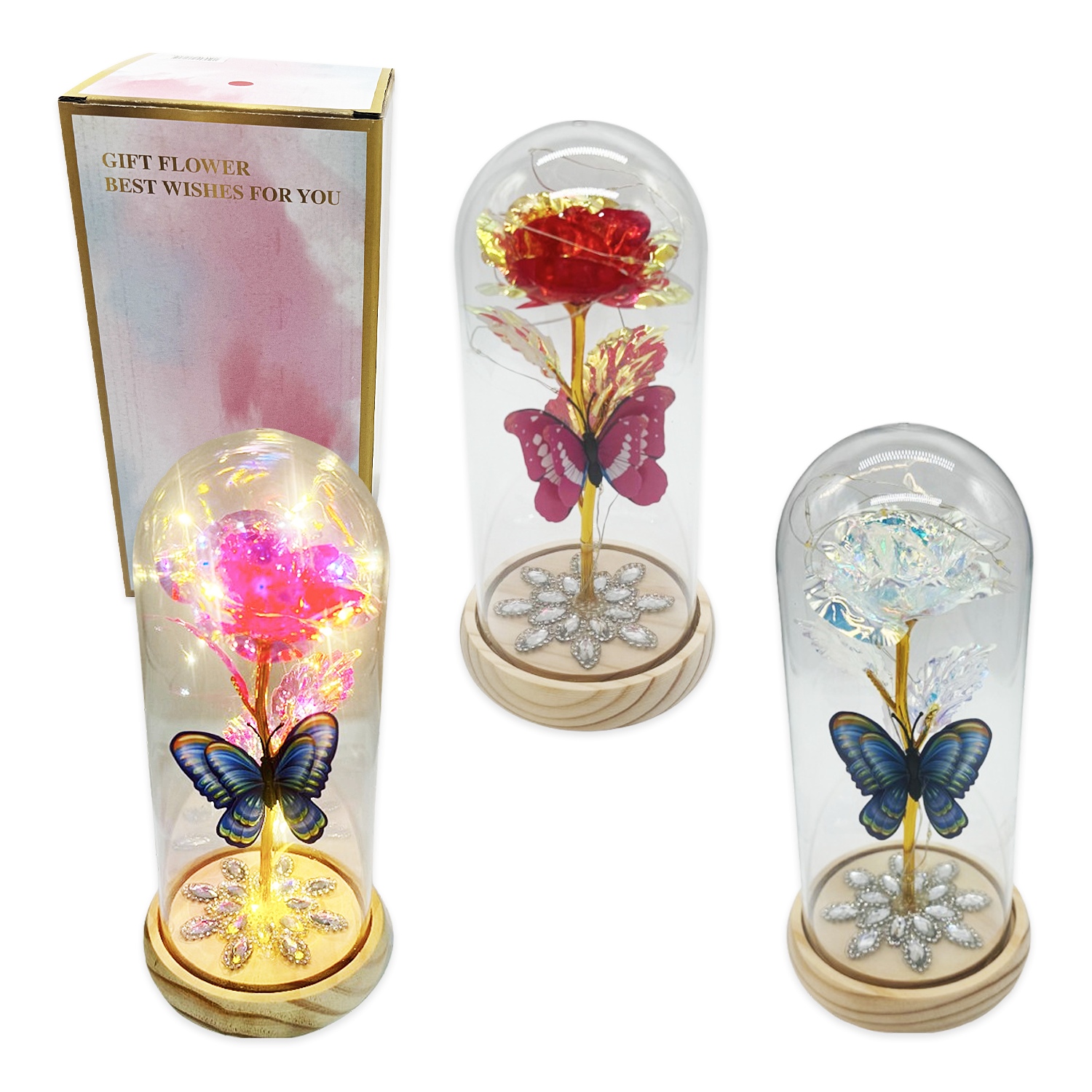 ROSA BRILLANTE CON LUZ ENCAPSULADA