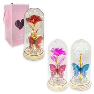 ROSA BRILLANTE CON LUZ ENCAPSULADA