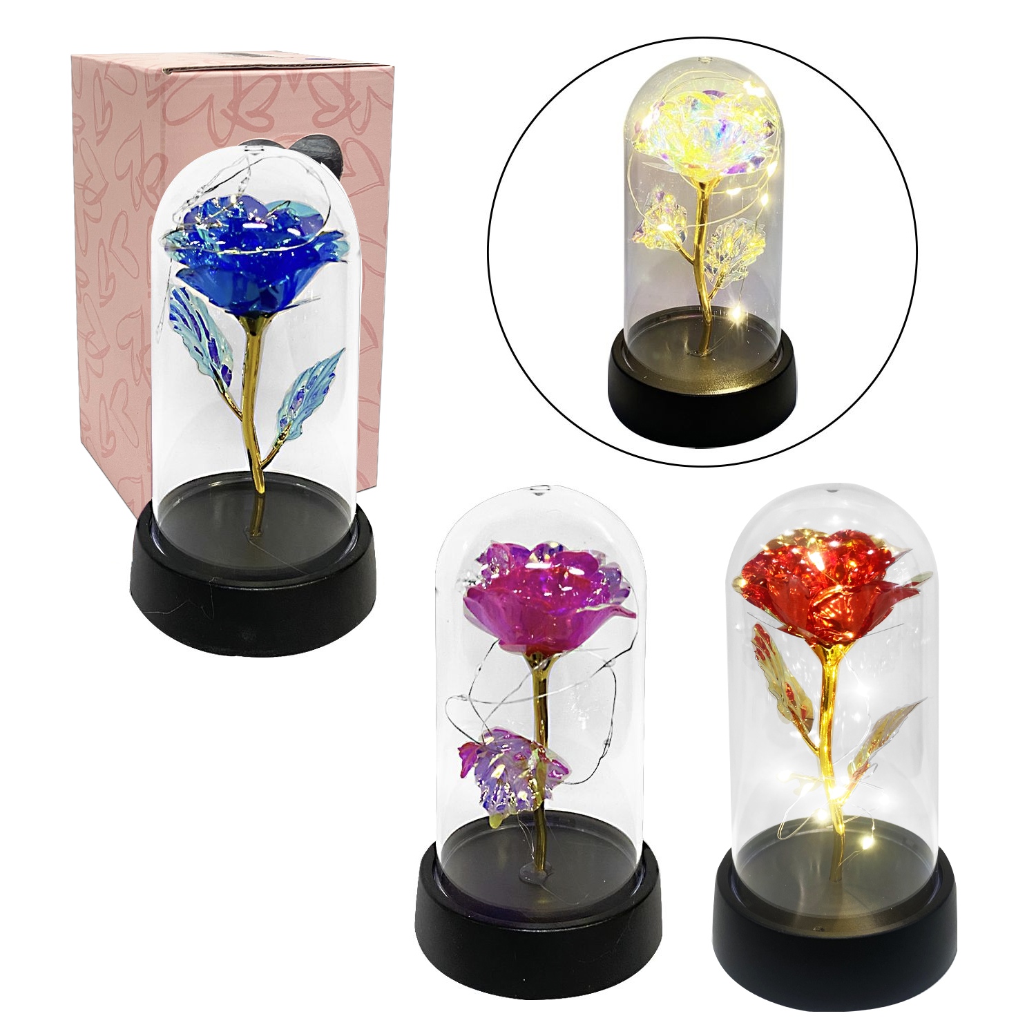 ROSA BRILLANTE CON LUZ ENCAPSULADA