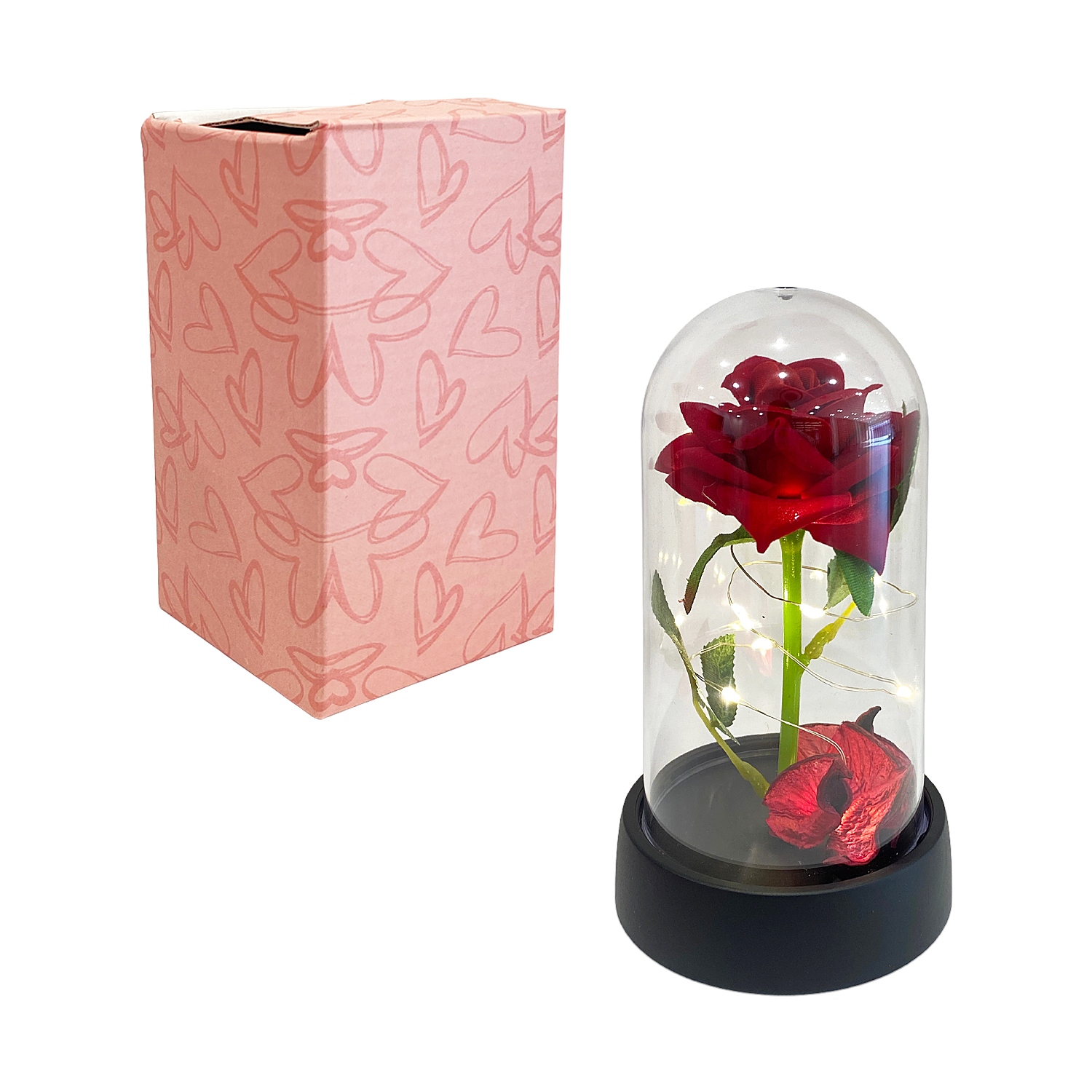 RAMO ROSA ARTIFICIAL CON LUZ ENCAPSULADA