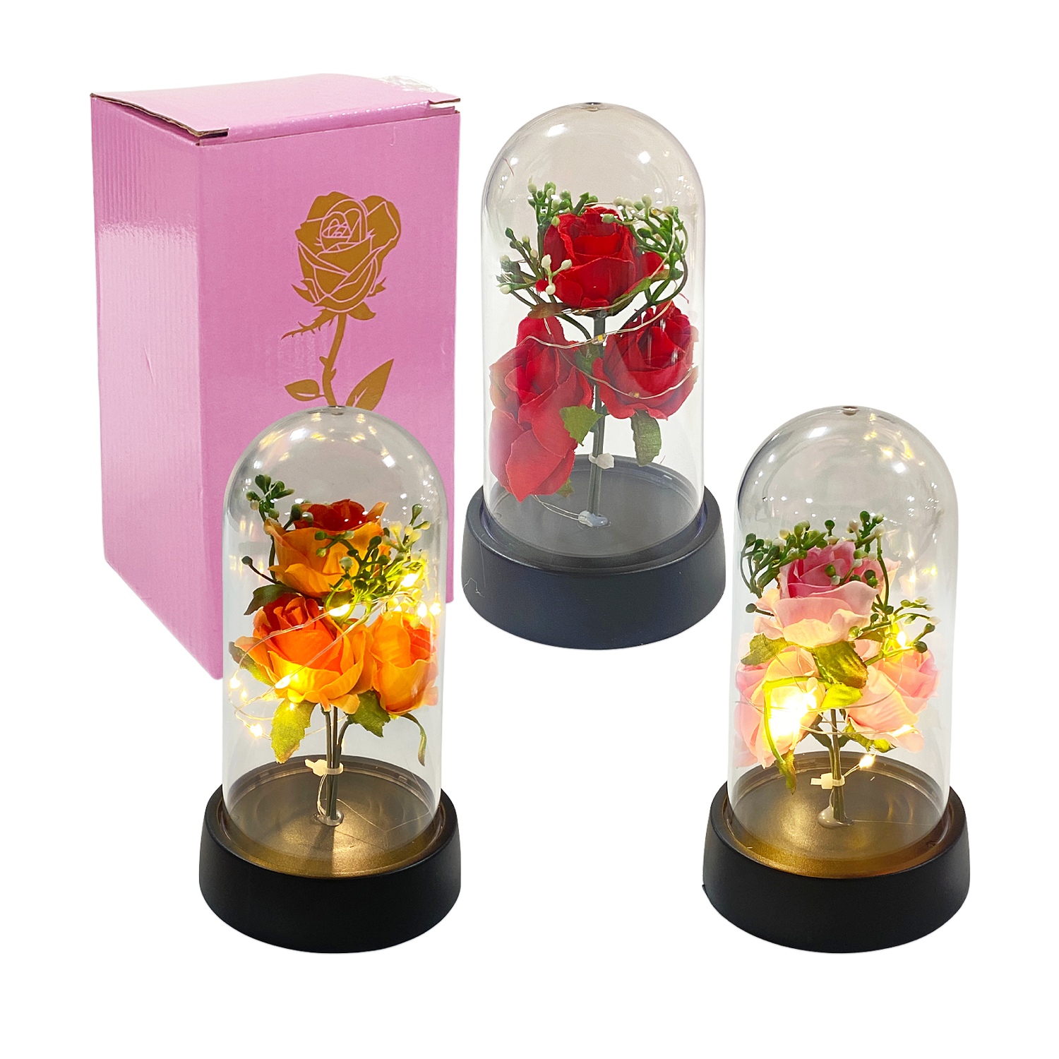 ROSAS CON LUZ ENCAPSULADA