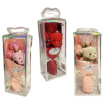 RAMO ROSAS CON OSO PELUCHE EN ACETATO (CJX10)