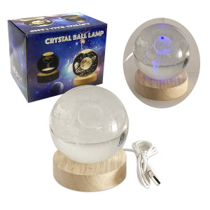 ESFERA DE CRISTAL LUZ MULTICOLOR 8CM (USB)