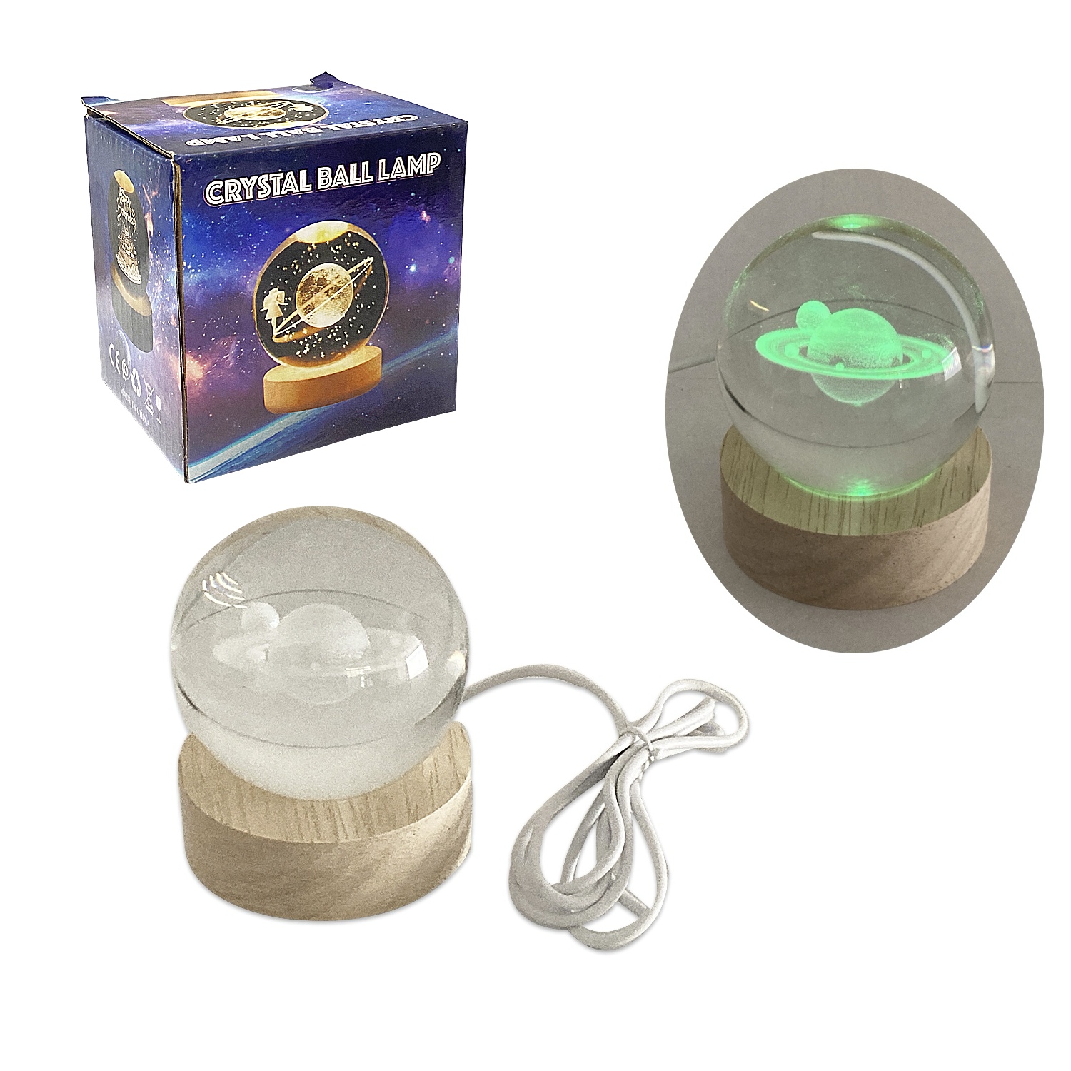 ESFERA DE CRISTAL LUZ MULTICOLOR 6CM (USB)