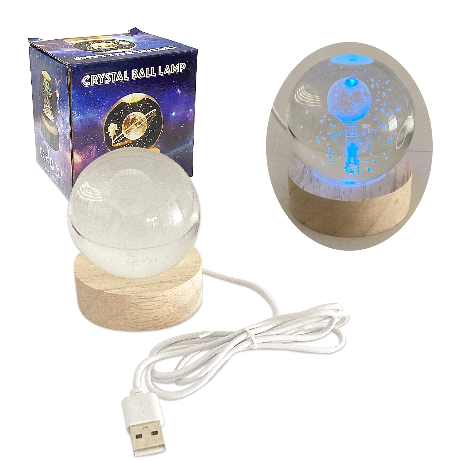 ESFERA DE CRITAL LUZ MULTICOLOR 6CM (USB)