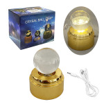 ESFERA DE CRISTAL GIRATORIA LUZ CALIDA Y SONIDO 6CM