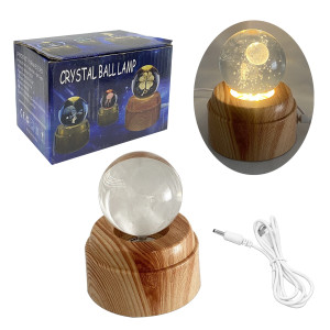 ESFERA DE CRISTAL GIRATORIA LUZ CALIDA Y SONIDO 6CM