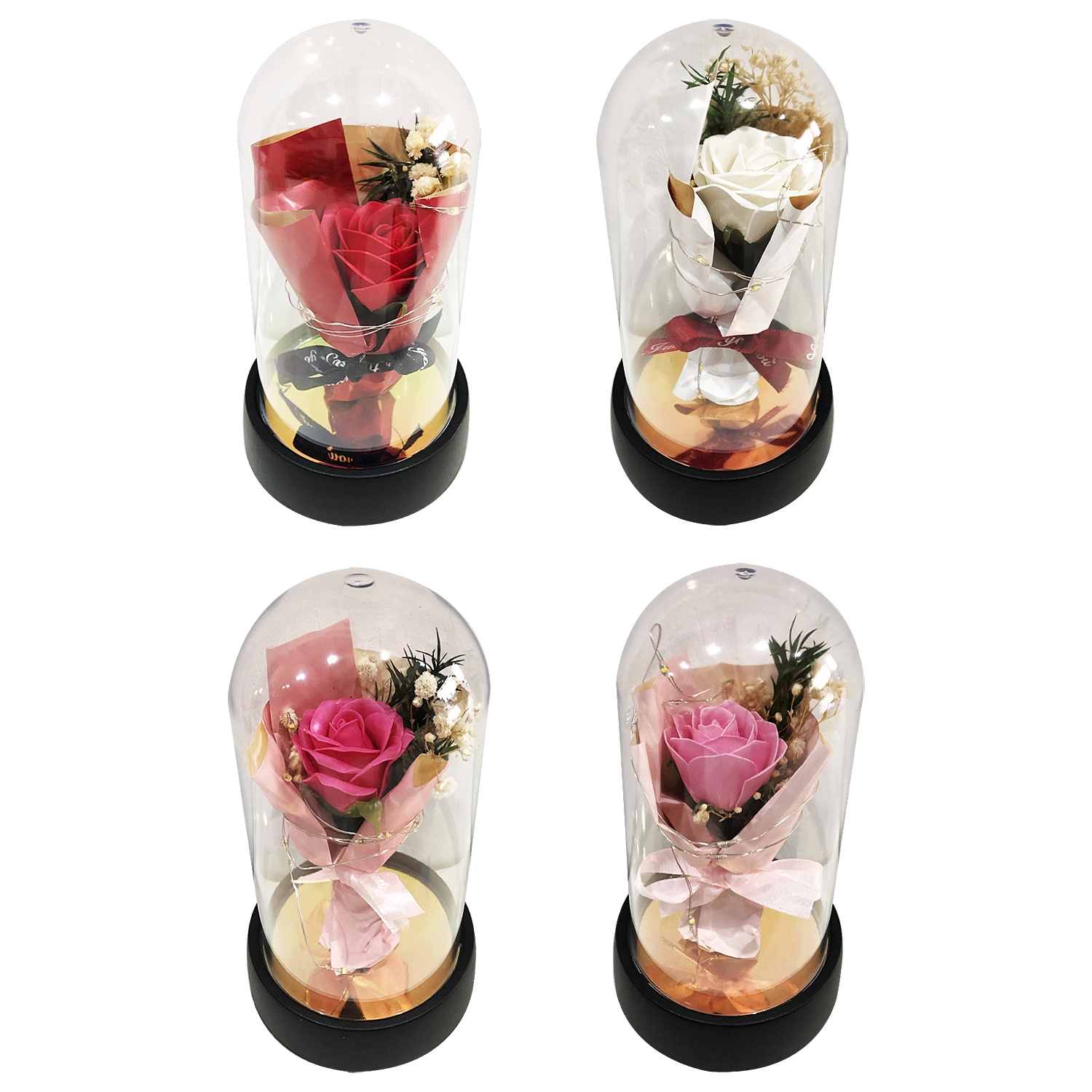 RAMO ROSA CON LUZ ENCAPSULADA