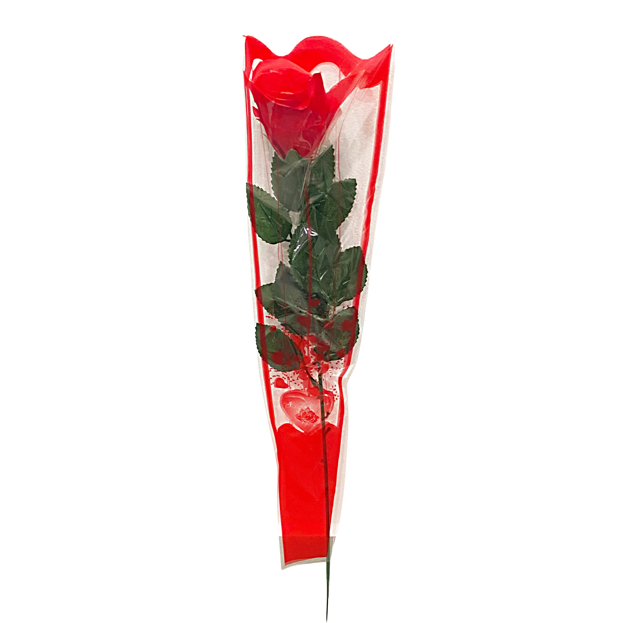 ROSA ARTIFICIAL ROJA EN BOLSA 55CM (PQTX12),