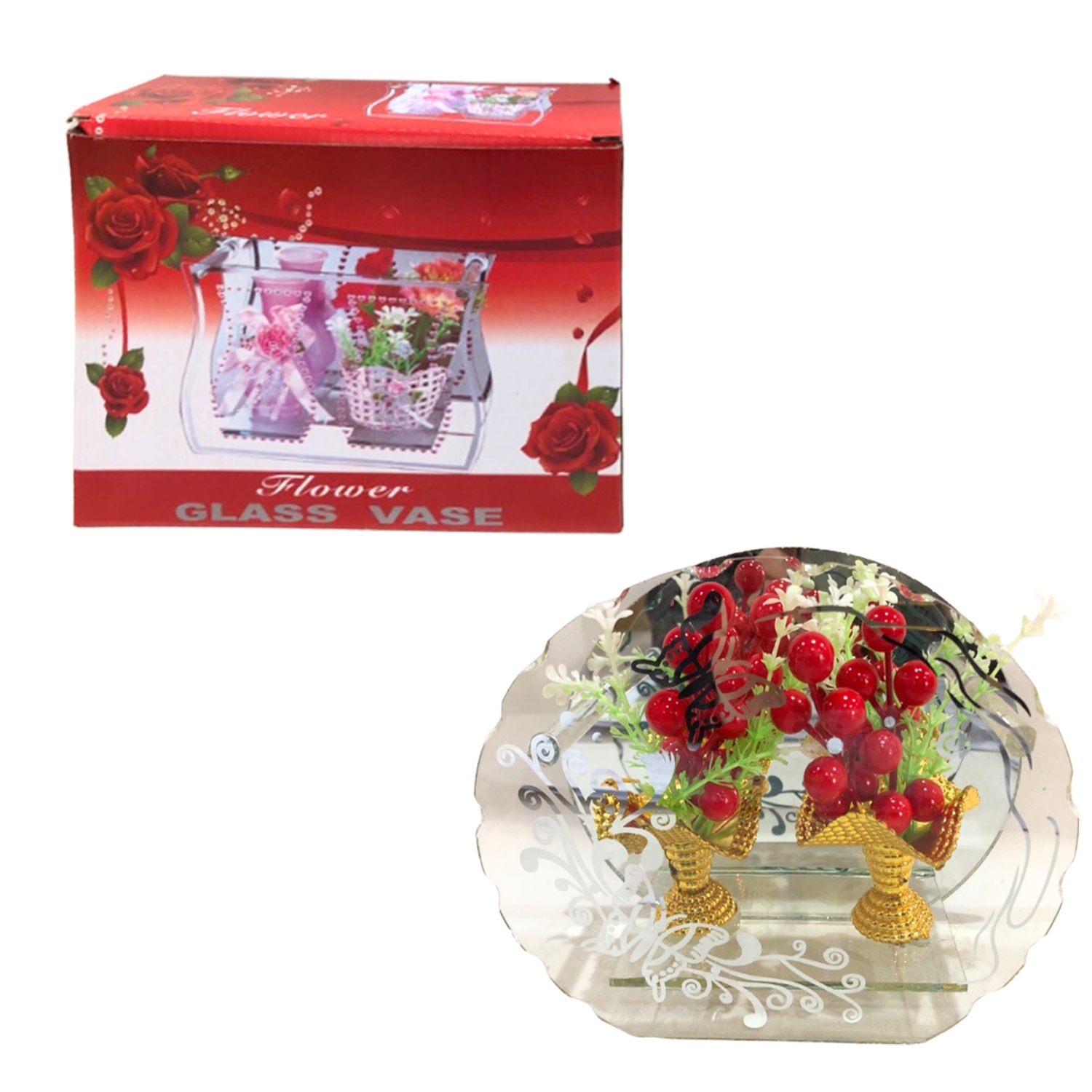 RAMO CEREZOS EN VIDRIO DECORATIVO