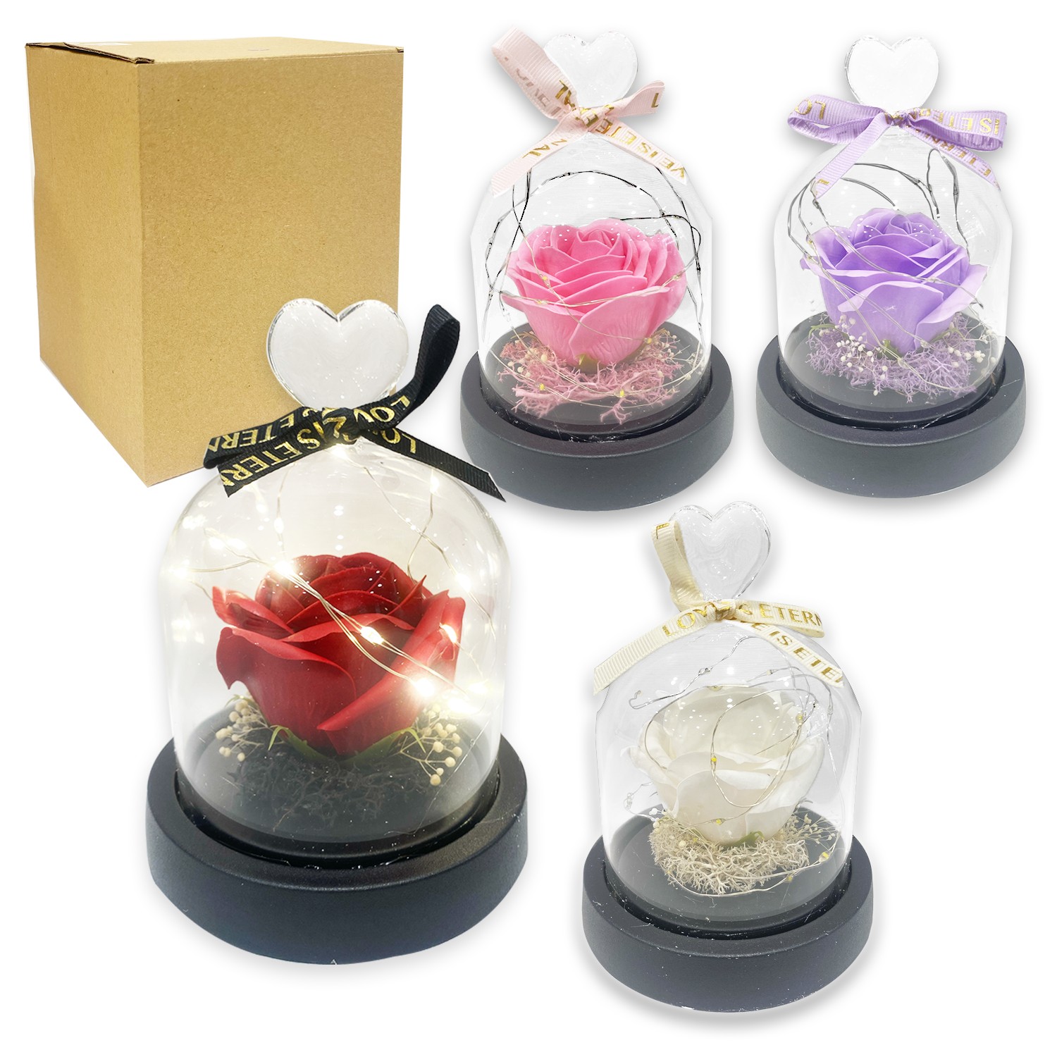 ROSA ARTIFICIAL CON LUZ ENCAPSULADA