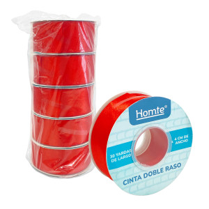 CINTA DOBLE RASO ROJA 30Y (PQTX5)