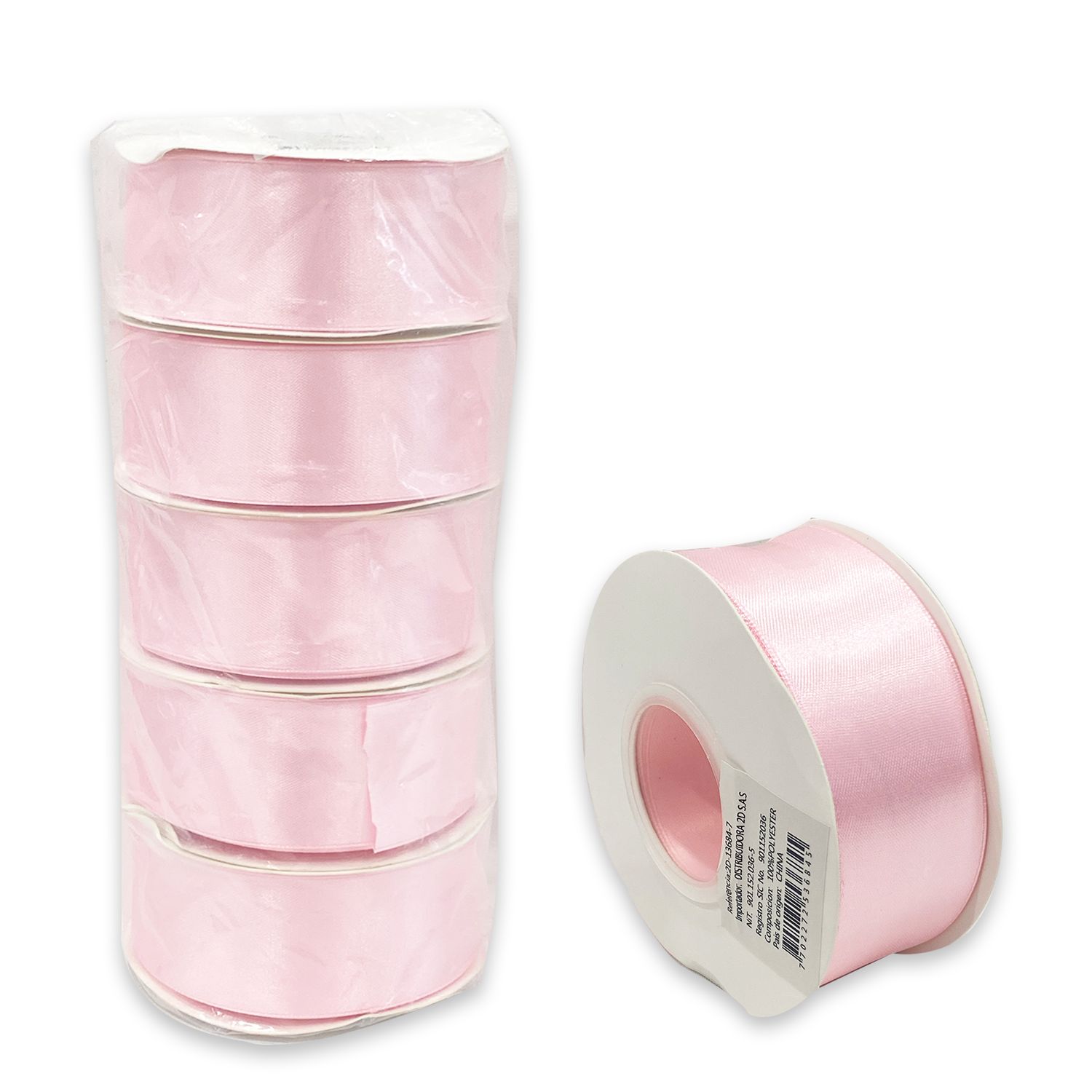 CINTA DOBLE RASO ROSADA 30Y (PQTX5)