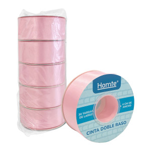 CINTA DOBLE RASO ROSADA 30Y (PQTX5)