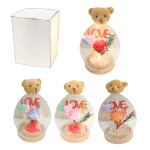 ESFERA DE CRISTAL OSO CON ADORNO LOVE