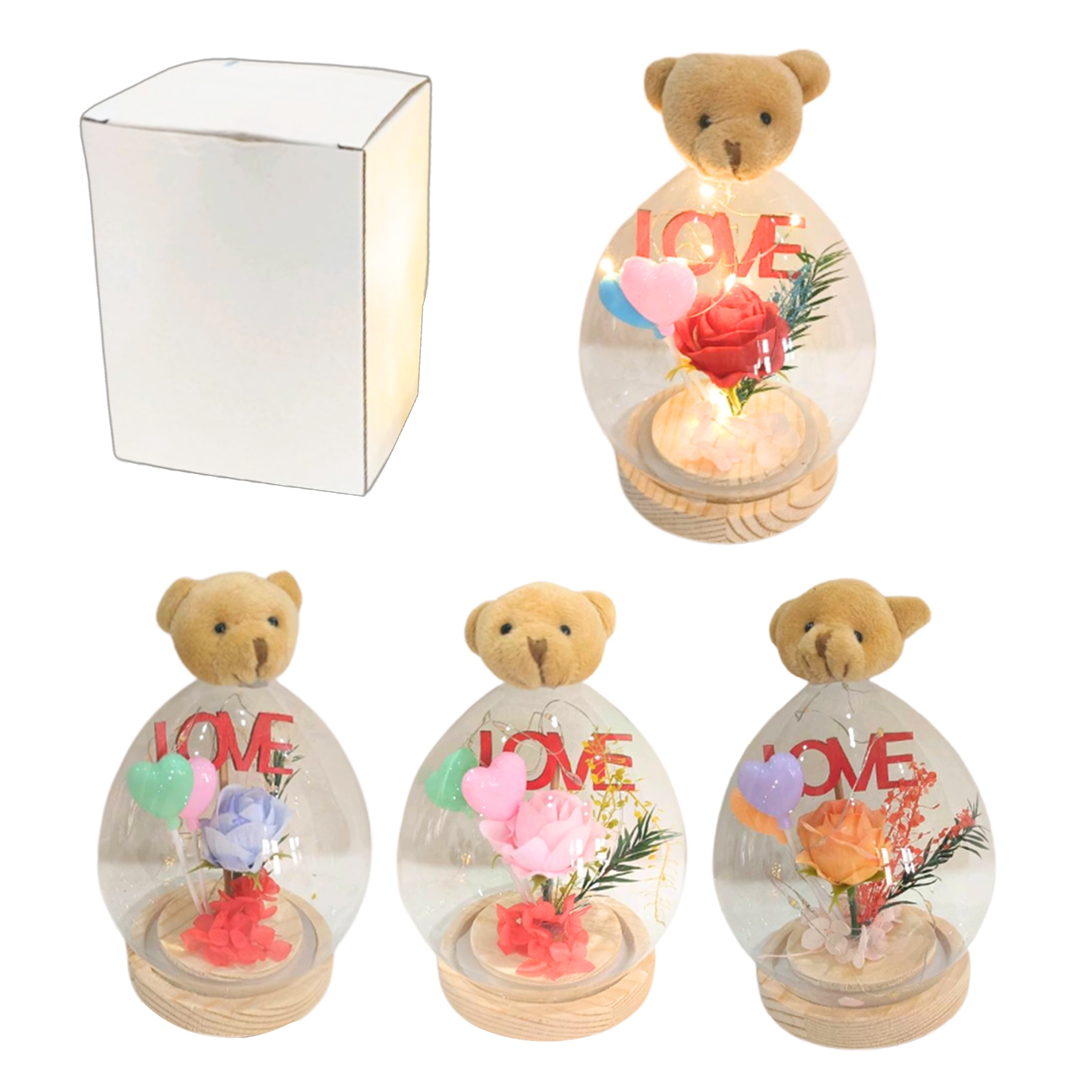 ESFERA DE CRISTAL OSO CON ADORNO LOVE