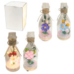FLORES ARTIFICIALES CON LUZ EN BOTELLA DE VIDRIO