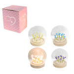 ESFERA DE CRISTAL CON TULIPANES DE LUZ (PILAS)