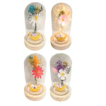 FLORES ARTIFICIALES CON LUNA Y LUZ ENCAPSULADAS EN VIDRIO (PILAS)