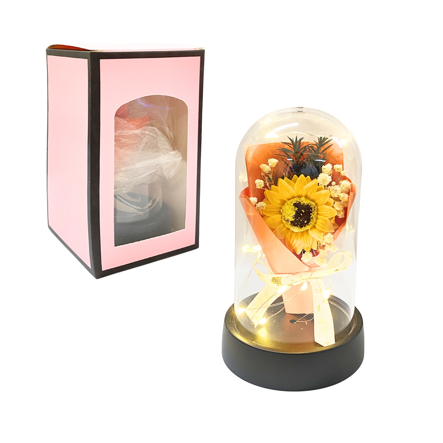 RAMO GIRASOL ARTIFICIAL CON LUZ ENCAPSULADO