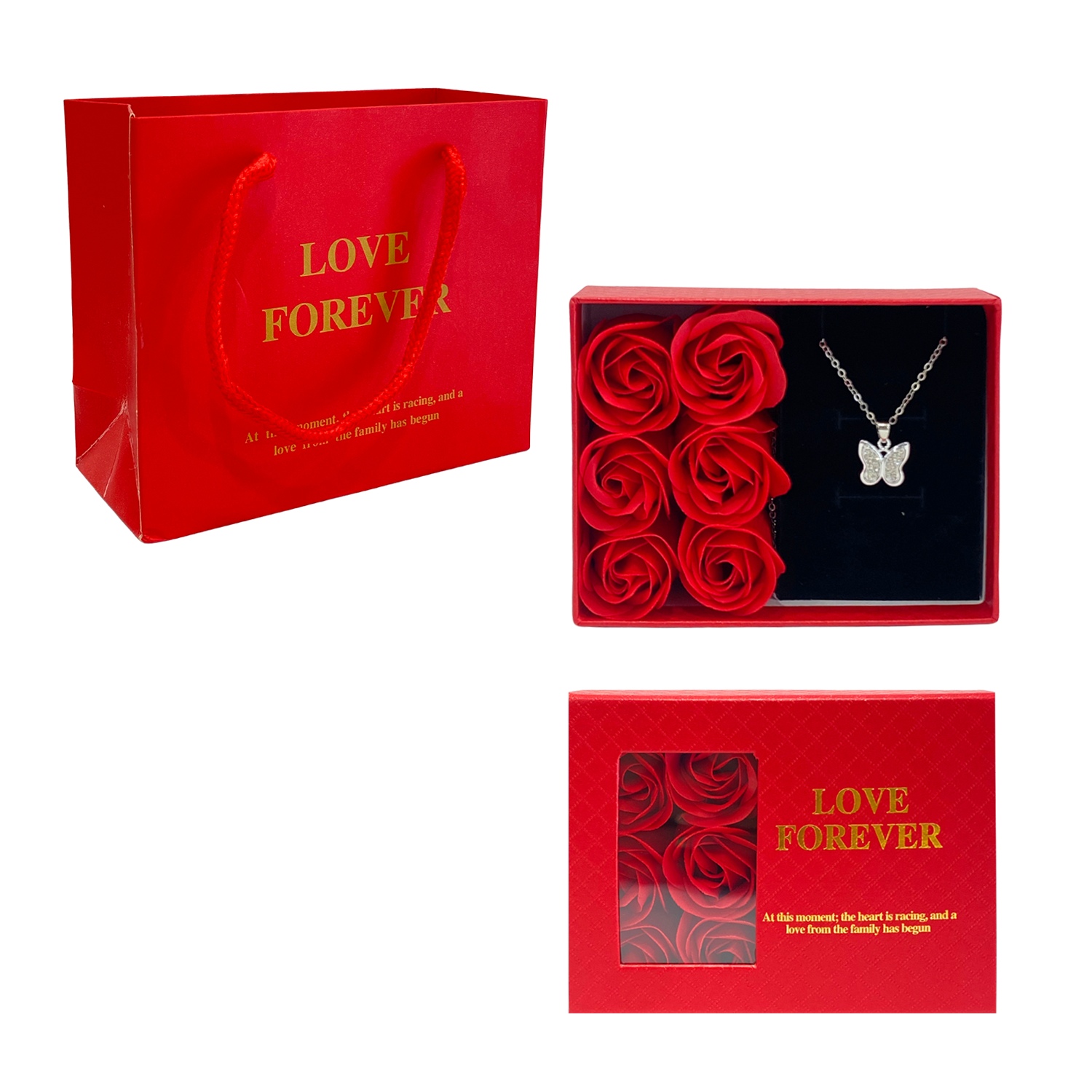 ROSAS ARTIFICIALES CON COLLAR EN CAJA