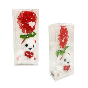 OSO PELUCHE CON FLOR CORAZON EN ACETATO