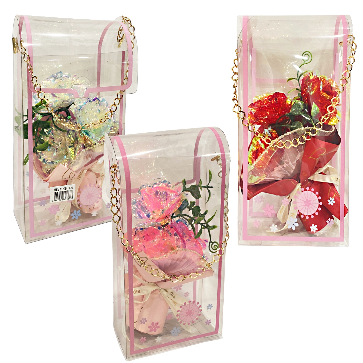 RAMO ROSAS BRILLANTES EN ACETATO (CJX12)