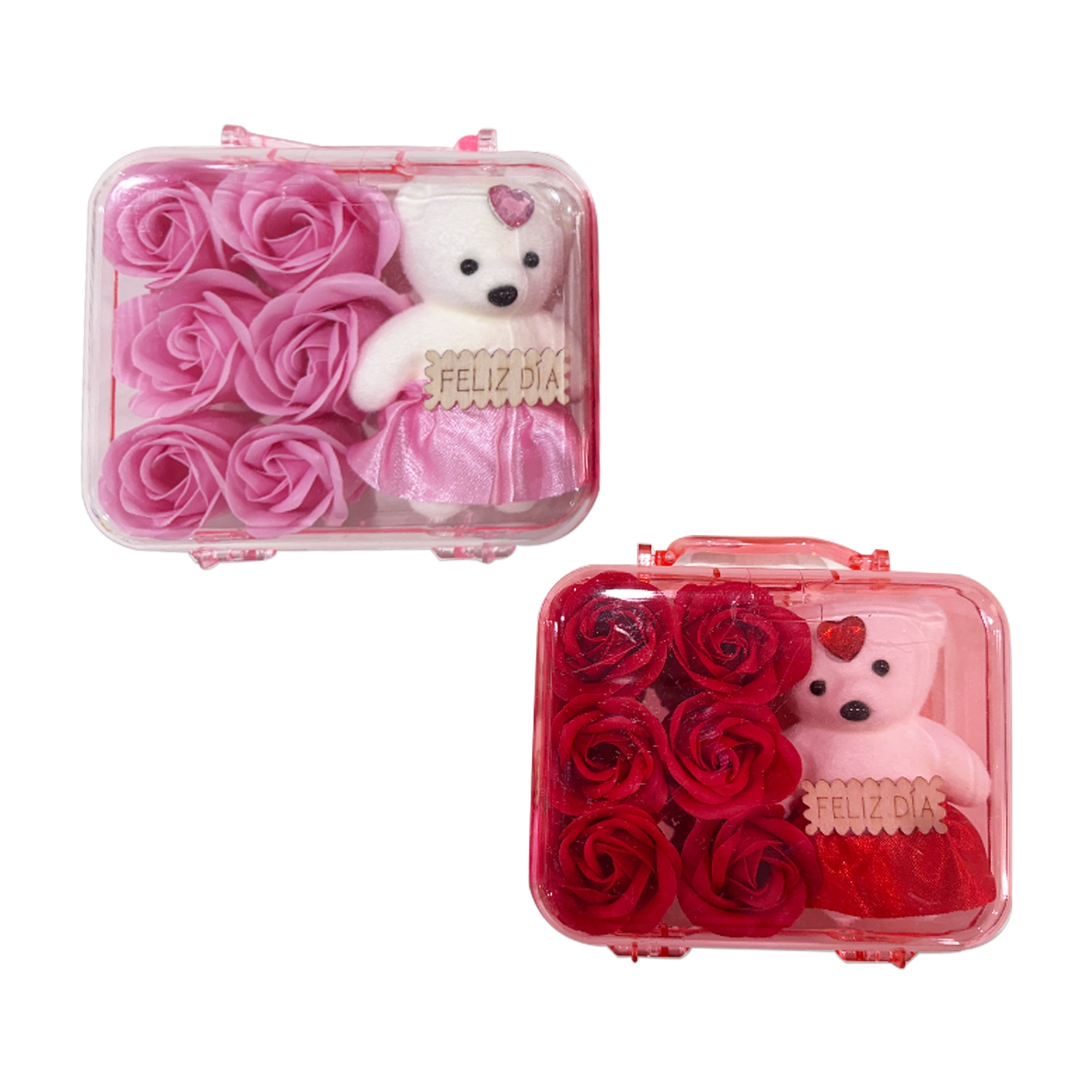 ROSAS ARTIFICIALES CON OSO EN CAJA