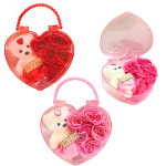 ROSAS ARTIFICIALES CON OSO EN CAJA CORAZON