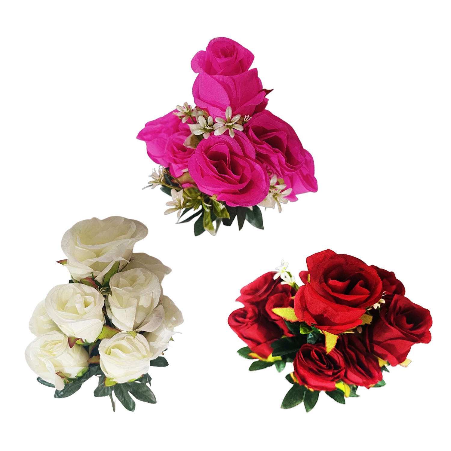 RAMO ROSAS ARTIFICIAL X9 45CM