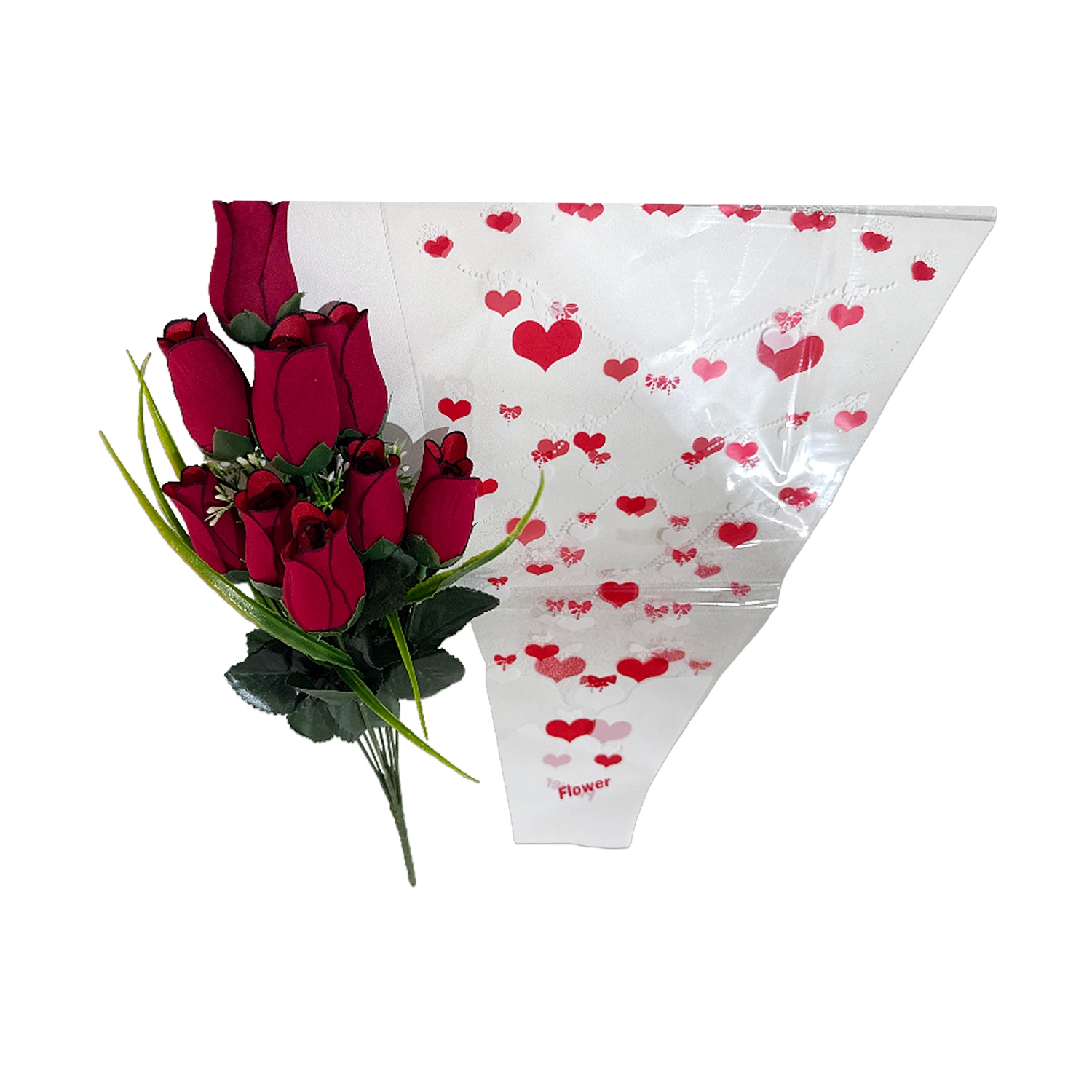 RAMO ROSAS ARTIFICIAL X9 44CM EN BOLSA