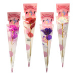 ROSA BRILLANTE EN ACETATO 23CM (PQTX12)