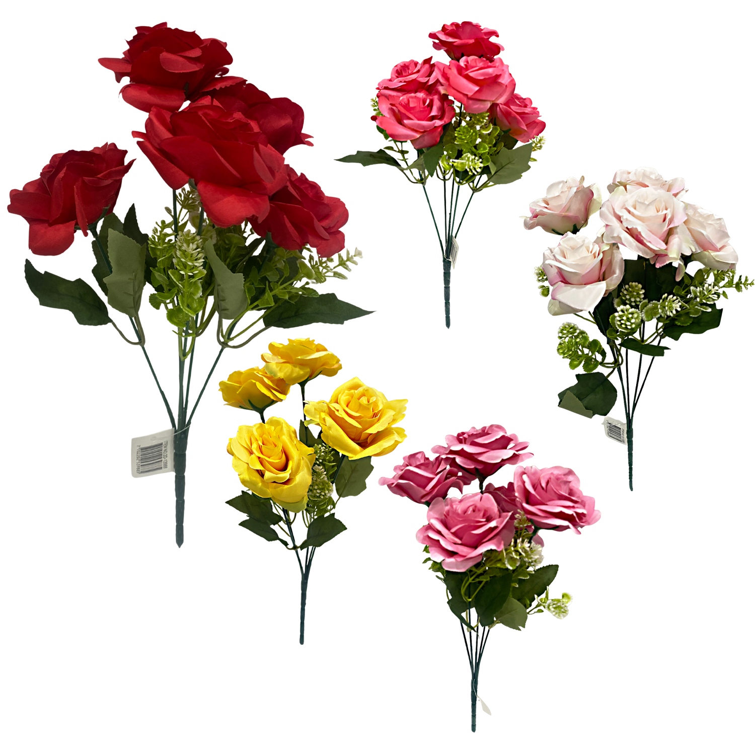 RAMO ROSAS ARTIFICIAL X5 34CM,