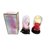 ROSA ARTIFICIAL CON OSO Y LUZ ENCAPSULADA (PILAS),