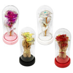 ROSA BRILLANTE CON OSO Y LUZ ENCAPSULADA (PILAS),