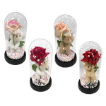 ROSA ARTIFICIAL CON OSO Y LUZ ENCAPSULADA (PILAS),