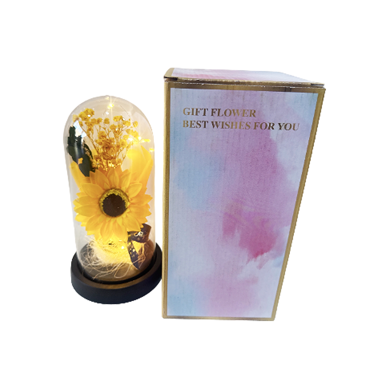 GIRASOL ARTIFICIAL CON LUZ ENCAPSULADO (PILAS)