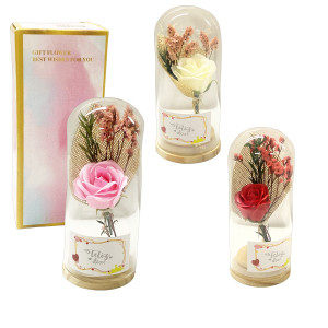 ROSA ARTIFICIAL CON LUZ ENCAPSULADA EN VIDRIO