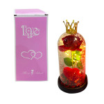 ROSA CON CORAZON Y LUZ ENCAPSULADA